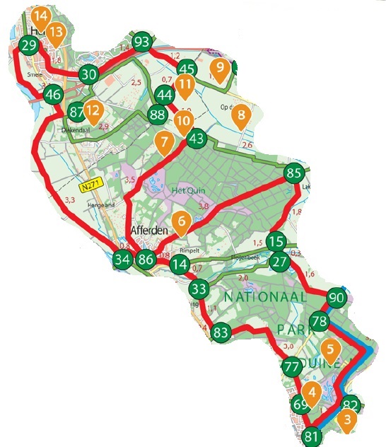 Route Bergen-Heijen (WOF) Knotenpunkte